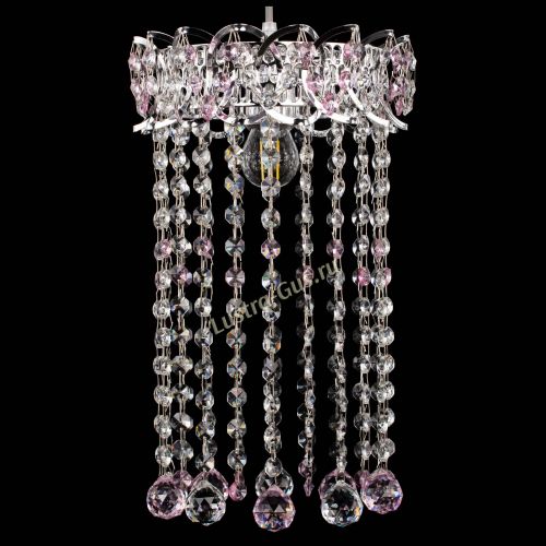 Барная люстра Астра №1 шар 30 длинная Розовая в Ижевске Гусь Хрустальный