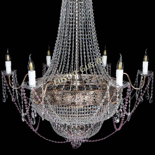 Люстра Елизавета Восток розовая в Ижевске Гусь Хрустальный