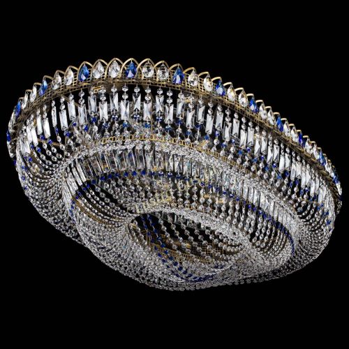 Люстра Кольцо Овал №17 под бронзу синяя в Ижевске Гусь Хрустальный