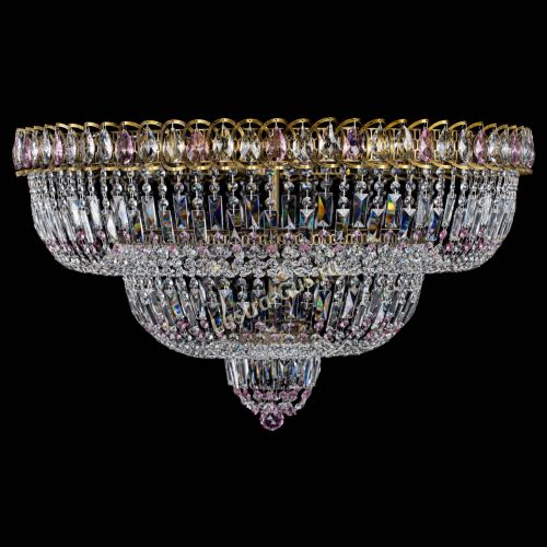 Люстра Водопад Обтикон №15 под бронзу розовая в Ижевске Гусь Хрустальный