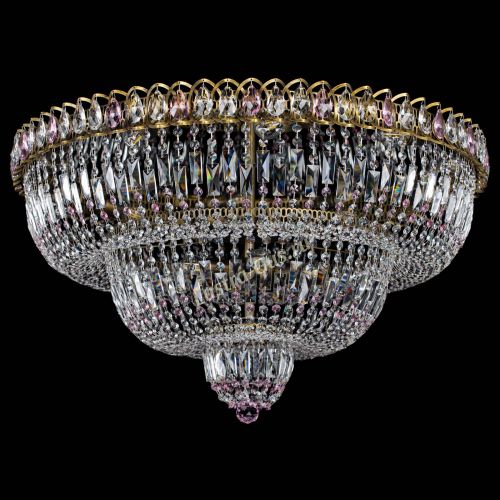 Люстра Водопад Обтикон №15 под бронзу розовая в Ижевске Гусь Хрустальный