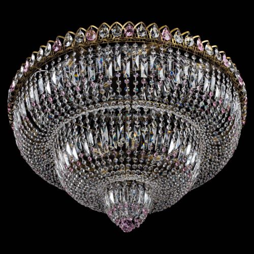 Люстра Водопад Обтикон №15 под бронзу розовая в Ижевске Гусь Хрустальный