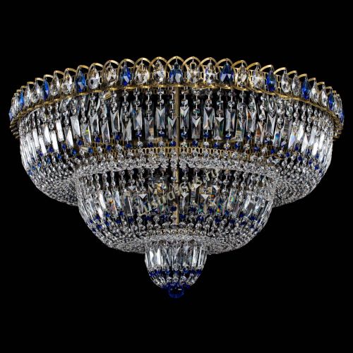 Люстра Водопад Обтикон №15 под бронзу синяя в Ижевске Гусь Хрустальный