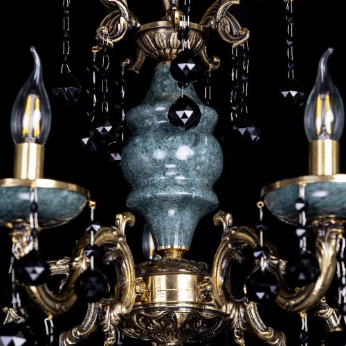 Люстра бронзовая Алфея №5 "Малахит" шар черная в Ижевске Гусь Хрустальный