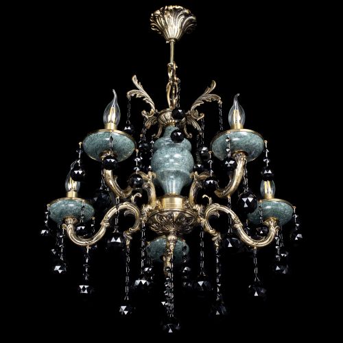 Люстра бронзовая Алфея №5 "Малахит" шар черная в Ижевске Гусь Хрустальный