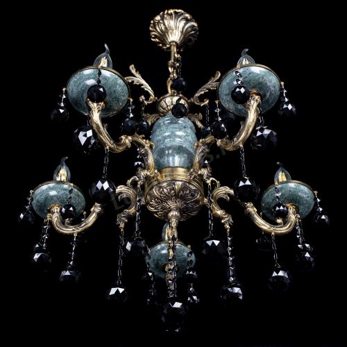 Люстра бронзовая Алфея №5 "Малахит" шар черная в Ижевске Гусь Хрустальный