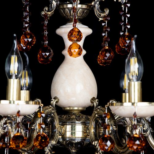 Люстра бронзовая Алфея №6 с камнем шар чайная в Ижевске Гусь Хрустальный
