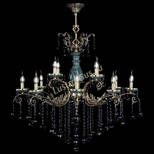 Люстра бронзовая Алфея Малахит №12 шар черная в Ижевске Гусь Хрустальный