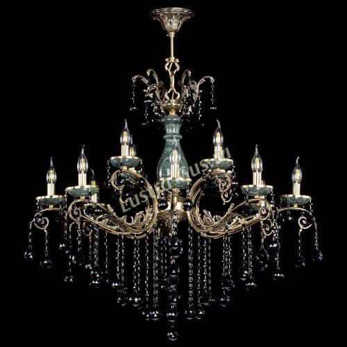 Люстра бронзовая Алфея Малахит №12 шар черная в Ижевске Гусь Хрустальный