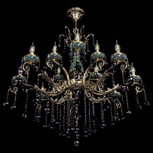 Люстра бронзовая Алфея Малахит №12 шар черная в Ижевске Гусь Хрустальный