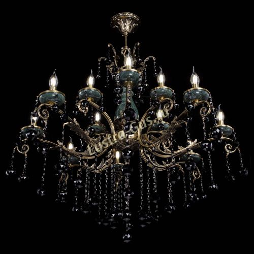 Люстра бронзовая Алфея Малахит №12 шар черная в Ижевске Гусь Хрустальный