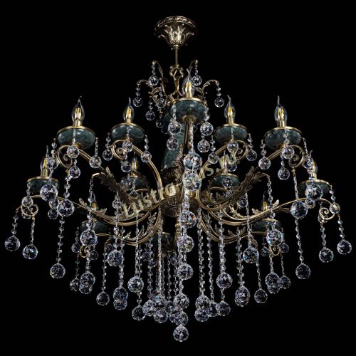 Люстра бронзовая Алфея Малахит №12 шар в Ижевске Гусь Хрустальный