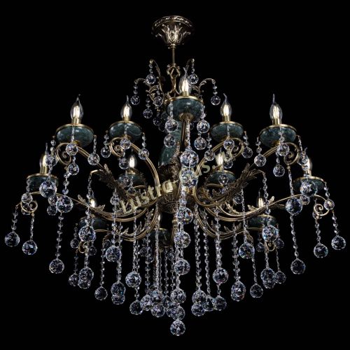 Люстра бронзовая Алфея Малахит №12 шар в Ижевске Гусь Хрустальный