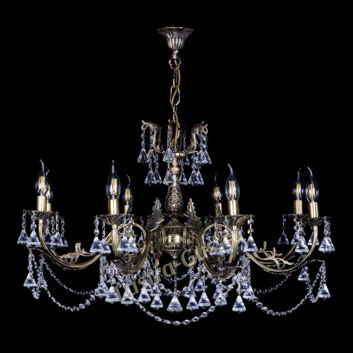 Бронзовая люстра Кассандра №8 удлиненная с конусами в Ижевске Гусь Хрустальный