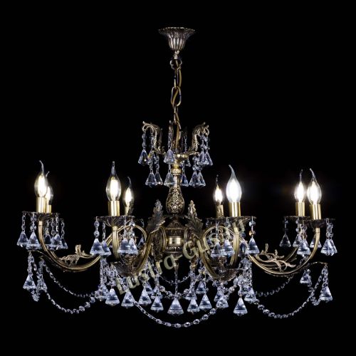 Бронзовая люстра Кассандра №8 удлиненная с конусами в Ижевске Гусь Хрустальный