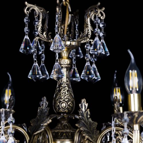 Бронзовая люстра Кассандра №8 удлиненная с конусами в Ижевске Гусь Хрустальный