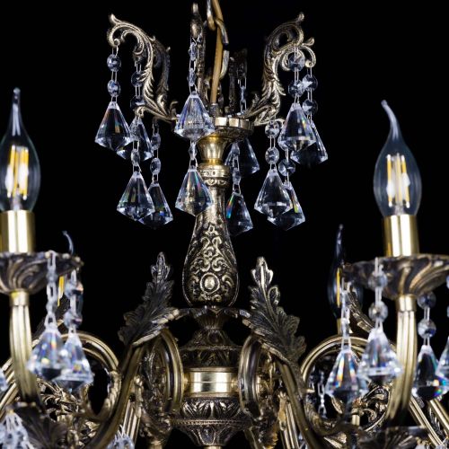 Бронзовая люстра Кассандра №8 удлиненная с конусами в Ижевске Гусь Хрустальный