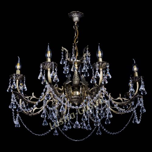 Бронзовая люстра Кассандра №8 удлиненная с конусами в Ижевске Гусь Хрустальный