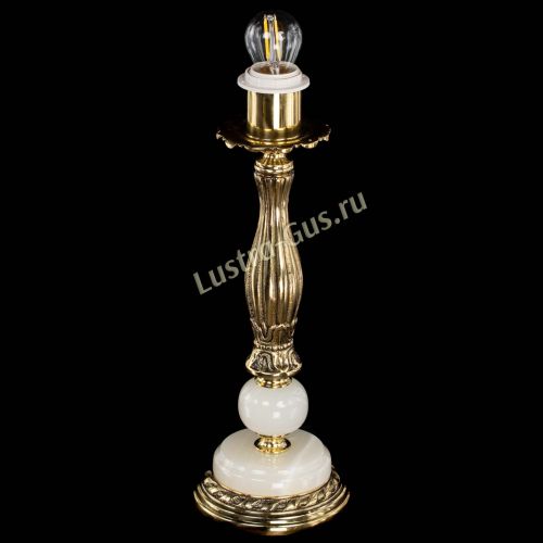 Бронзовая настольная лампа Оникс №1 с абажуром в Ижевске Гусь Хрустальный