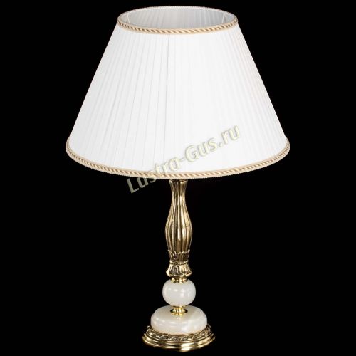 Бронзовая настольная лампа Оникс №1 с большим абажуром в Ижевске Гусь Хрустальный