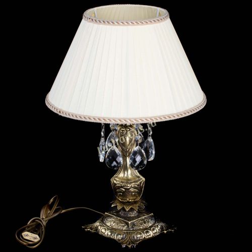 Бронзовая настольная лампа Антик №1 Баден с абажуром в Ижевске Гусь Хрустальный