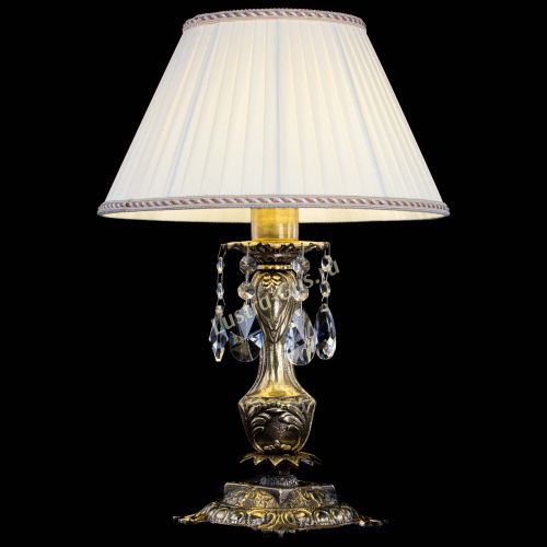 Бронзовая настольная лампа Антик №1 Лучик с абажуром в Ижевске Гусь Хрустальный