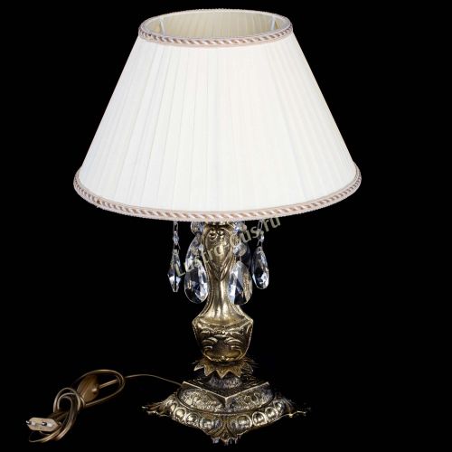 Бронзовая настольная лампа Антик №1 Лучик с абажуром в Ижевске Гусь Хрустальный