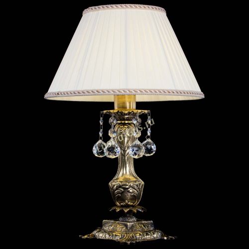 Бронзовая настольная лампа Антик №1 Шар  с абажуром в Ижевске Гусь Хрустальный