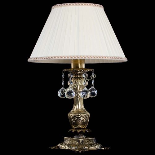 Бронзовая настольная лампа Антик №1 Шар  с абажуром в Ижевске Гусь Хрустальный