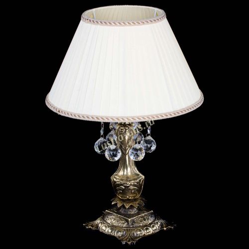 Бронзовая настольная лампа Антик №1 Шар  с абажуром в Ижевске Гусь Хрустальный