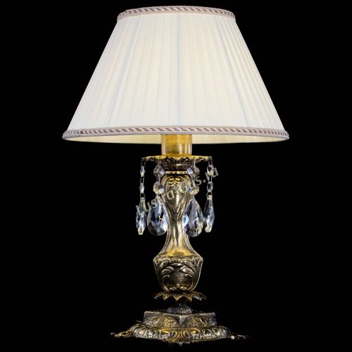 Бронзовая настольная лампа Антик №1 Журавлик с абажуром в Ижевске Гусь Хрустальный