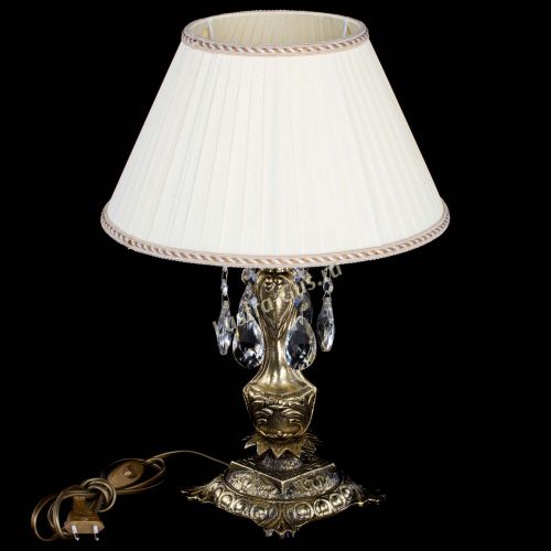 Бронзовая настольная лампа Антик №1 Журавлик с абажуром в Ижевске Гусь Хрустальный