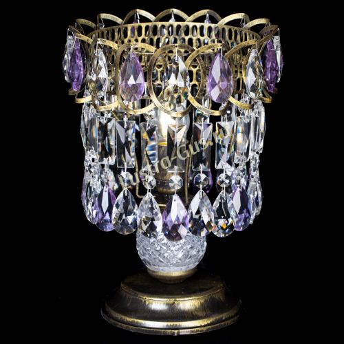 Настольная лампа Астра №1 под бронзу Фиолетовая в Ижевске Гусь Хрустальный