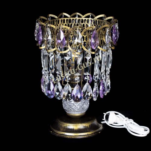 Настольная лампа Астра №1 под бронзу Фиолетовая в Ижевске Гусь Хрустальный