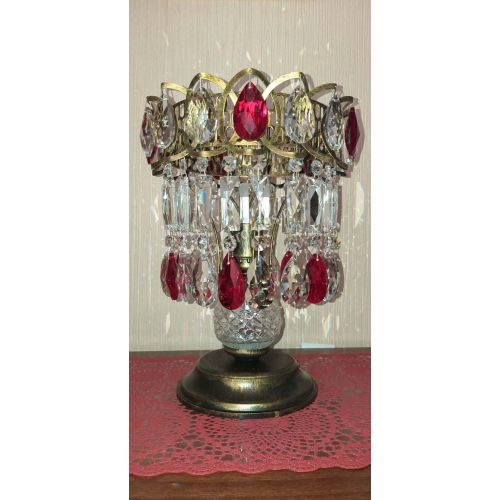 Настольная лампа Астра №1 под бронзу Красная в Ижевске Гусь Хрустальный