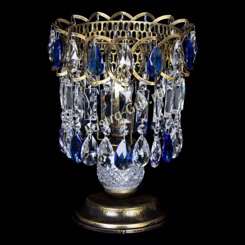 Настольная лампа Астра №1 под бронзу Синяя в Ижевске Гусь Хрустальный