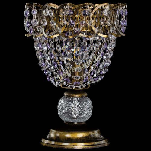 Настольная лампа Астра ажур №1 под бронзу Фиолетовая в Ижевске Гусь Хрустальный