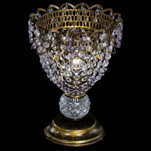 Настольная лампа Астра ажур №1 под бронзу Фиолетовая в Ижевске Гусь Хрустальный