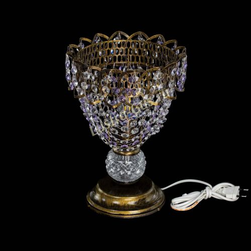 Настольная лампа Астра ажур №1 под бронзу Фиолетовая в Ижевске Гусь Хрустальный