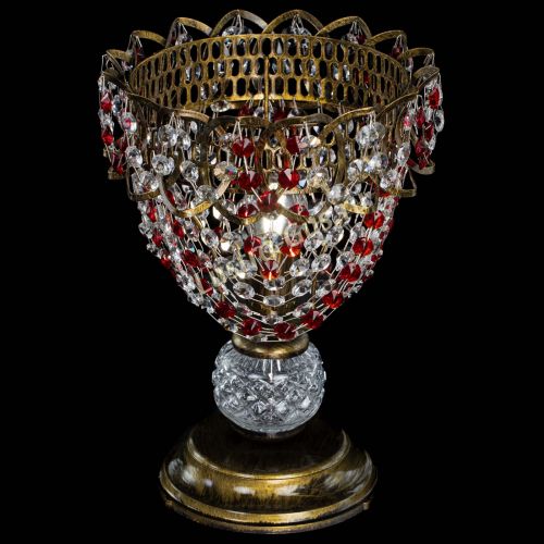 Настольная лампа Астра ажур №1 под бронзу Красная в Ижевске Гусь Хрустальный