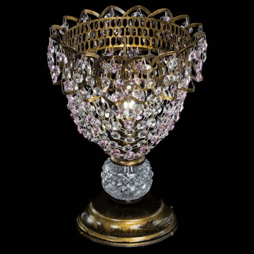 Настольная лампа Астра ажур №1 под бронзу Розовая в Ижевске Гусь Хрустальный