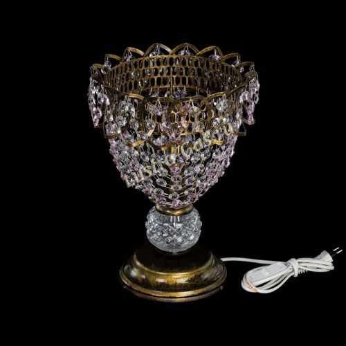 Настольная лампа Астра ажур №1 под бронзу Розовая в Ижевске Гусь Хрустальный