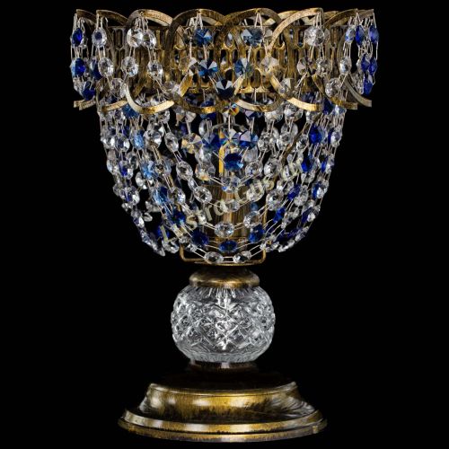 Настольная лампа Астра ажур №1 под бронзу Синяя в Ижевске Гусь Хрустальный