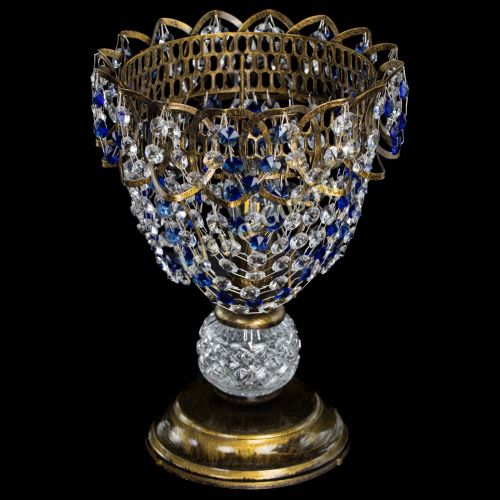 Настольная лампа Астра ажур №1 под бронзу Синяя в Ижевске Гусь Хрустальный