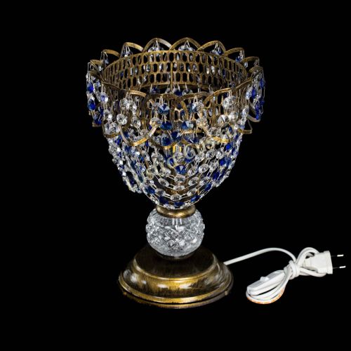 Настольная лампа Астра ажур №1 под бронзу Синяя в Ижевске Гусь Хрустальный