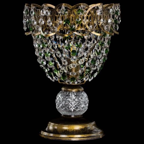 Настольная лампа Астра ажур №1 под бронзу Зеленая в Ижевске Гусь Хрустальный