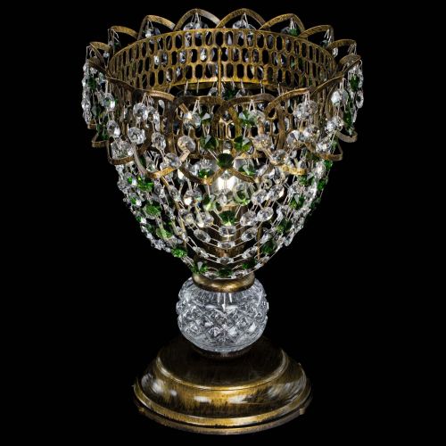 Настольная лампа Астра ажур №1 под бронзу Зеленая в Ижевске Гусь Хрустальный