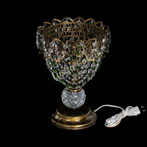 Настольная лампа Астра ажур №1 под бронзу Зеленая в Ижевске Гусь Хрустальный