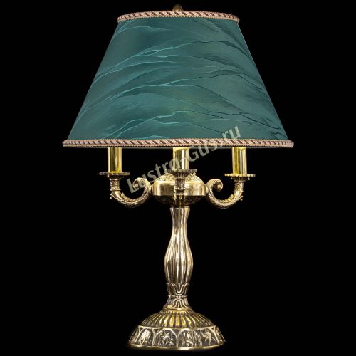 Бронзовая настольная лампа Аврора №3 с абажуром в Ижевске Гусь Хрустальный