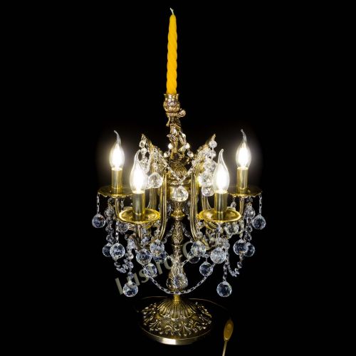 Бронзовая настольная лампа Луиза №5/2 шар в Ижевске Гусь Хрустальный